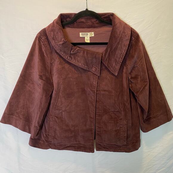 Jeanstar Womens Arielle Velvety Jacket Medium 3/4 Sleeve Cropped Wide Collar Y2K - Picture 1 of 10